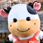 Cow Calf Stuffed Animal Plush Toy White Pink Peach Overalls FMC