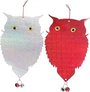 CAXUSD 2PCS Garden Reflective Owl Decoy Bird Deterrent to Keep Woodpeckers Pigeons and Grackles Away Lightweight Durable and Easy to Maintain Owl Scarecrow