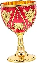 FELTECHELECTR Retro Metal Liquor Cup European Style Embossed Rose Goblet Small Wine Cup for Home