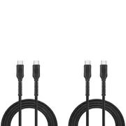 2PK Bonelk Long-Life Easy Grip USB-C Male Charging Cable 240W Connector 1.5m BLK