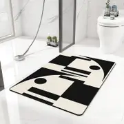 GGP Black And White Geometric Pattern Quick Dry Absorbent Non Slip Bath Rug For Bathroom, Kitchen & Entryway 60X90Cm