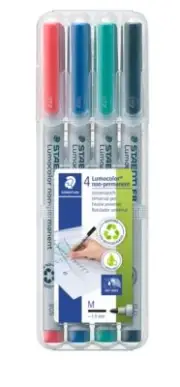 Lumograph Non-Permanent Wet Erase Marker Pens Medium Tip Refillable Colored M...