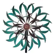 360° Outdoor Wind Spinner, Wind Sculpture Spinner Green and Bronze(13 Inch)