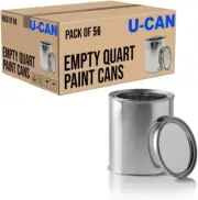 Empty Metal Quart Paint Cans with Lids - Box of 56