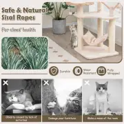Natural 121cm Cat Activity Tower with Hammock, Condo, and Scratching Posts
