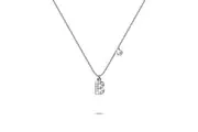 Solid 925 Sterling Silver Initial Crystal Personalised Alphabet Letter Necklace Silver
