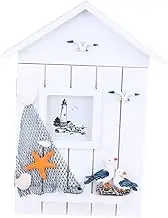 VILLFUL 1Pc Wooden House Key Holder Wall Mounted Keys Storage Box Mediterranean Style Decor with Birds for Organizing Keys Hallway Kitchen Entryway Decorative