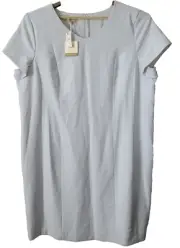 Talbots Plus Shift Dress Cap Sleeve Sz 24W Light Gray Lined Zip Dressy Slit NWT