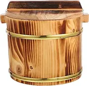 Rice Washer Wooden Rice Bucket with Lid Sushi Rice Bowl Food Container Hangiri Sushi Oke Rice Mixing Tub Cooking Steamer Rice Cooling Bowl for Restaurant Home Kitchen Stainless Steel Bucket (Color :