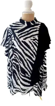 Simply Be Ladies Black White Zebra Print Ruffle Blouse Top Size 16 BRAND NEW