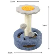 GGP Blue Grey Interactive Cat Scratching Post With Playful Ball Toys, Flower Design 35Cm Height, 26Cm Base