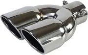 Muffler tip, 3 Inch Exhaust Tip 76mm Double Exhaust Tail Tip Compatible For 3.0" Outside Diameter TailTIP(Straight sliver)