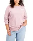 Rebellious One Womens Plus Size Manhattan Tennis Graphic Top, Mauve Shadow, 3X