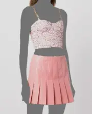 $295 Alice + Olivia Women's Pink Cristi Chain Strap Crop Bustier Top SZ 10