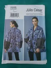 Vogue V9368 S-L (8-18) Sewing Pattern Ladies Loose Fitting Jacket Wide Collar Co