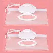 2Pcs White Wipe Cas, Travel Holder Keeps Wipes Moist Set of Wet Diaper Wipes Holders Cases Portable Travel On The Go Refillable Dispenser Container Waterproof and Dustproof, Wipe Holder for Diaper
