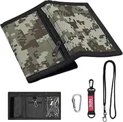 [MIPIACE] Triple Wallet for Boys Wallet Children Boys Foldable Men's Triple Wallet Slim Triple Wallet for Children Men Coin Bag Card Holder (Camouflage Apricot), Beige, 8.2 * 12.7CM, Modern