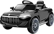 Rigo Kids Ride on Car SUV, Maserati-Inspired Remote Control 12V Battery Horn Headlight Built-in Music 30kg Capacity Safety Seat Belt Electric Cars for Toddlers Baby Walkers Little Tikes Kid Toy Black