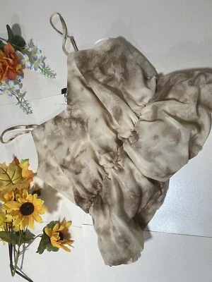 Women’s Moon River Top Cropped Top Size Small Flowy Bottom White And Light Brown