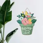 Springtime Sign for Front Door Unique Rustic Wooden for Window Party Friends