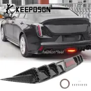 For Cadillac CT4 CT5 Rear Bumper Diffuser Splitter LED Brake Light Carbon Fiber