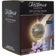 NIB The Christmas Shoppe Light Up Rotating Disco Ball Tree Topper Holiday Tree