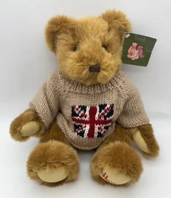 NWT Harrod’s Knightsbridge Teddy Bear in Union Jack Sweater Large Plush Toy