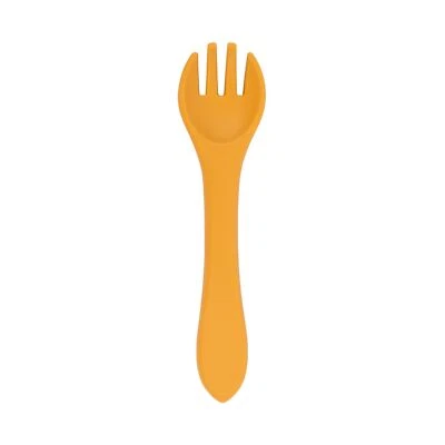 1x Tiny Dining Ochre Baby Silicone Weaning Fork Toddler Self Feeding Cutlery