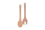 2pc Eco Basics 30.5cm Wooden Spoon & Fork Salad Set Serving Utensils Natural