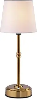 Cordless Table Lamp, 16" Fabric Shade Desk Lamp with 2-Level Brightness & Stepless Dimming, 5200mAh Portable Battery Operated Desk Lamp for Bedroom Office Restaurants Bars