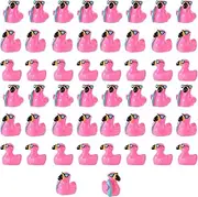 Lyreh 50pcs Mini Flamingo Resin Ducks, Summer Swim Rings Bikinis Sunglasses Surfboards Small Flamingo Miniatures Tiny Resin Animals for Dollhouse Garden Landscape Decor DIY Crafts (Style 4)