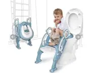 Brand New Potty Training Toilet Seat with Step Stool Ladder, Splash Guard (Blue)