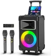 Karaoke Machine with 2 Wireless Microphones for Adults 10 Subwoofer Portable