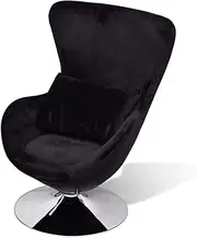 Egg Shape Black Armchair with Swivel Mechanism - Modern Recliner Chair for Living Room, Bedroom, and Gaming Spaces, 64x64x86 cm, Comfy Lounge Furniture