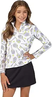[IBKUL] Girl’s Sun Protective UPF50+ Icefil Cooling Tech Venus Print Long Sleeve Mock Neck Top – 10493G