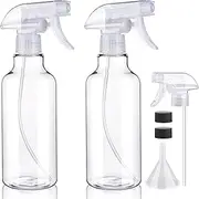 Plastic Spray Bottles Empty Spray Bottle 16.9oz/500ml 2 Pack Heavy Duty Spraying Bottles Mist/Stream Water Bottle for Cleaning Solutions, Essential Oils, Hair, Cooking (Clear)