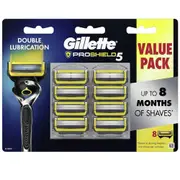 Gillette Men's Proshield 5 Shaving Razor Blades Value Pack with 8 Cartridges