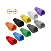 40 Pcs RJ45 CAT6 CAT6E CAT5 CAT5E Ethernet Network Cable Strain Cable Connector Plug Cover-Mixed Color