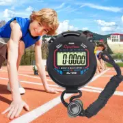 Digital Stopwatch Chronograph Alarm Clock Handheld LCD Sports Timer Watch String