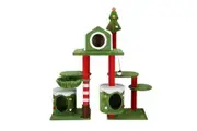 3IN1 Christmas Cat Tree Scratching Post Perch Scratcher Climbing Tower Gym Condo Toy DIY Playhouse Hammock Pet Furniture