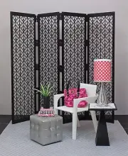 12" BLACK 4 panel ROOM DIVIDER screen DECOR folding PARTITION 1/6 for BARBIE