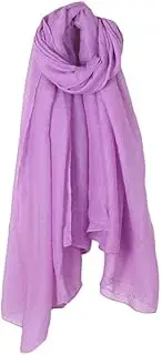 ZEBEYE Elegant Soft Wraps Ladies Scarves,Long Scarves, Women Solid Color Long Scarf Wrap Vintage Cotton Linen Large Shawl Hijab Elegant Fuchsia (Color : Light Purple), Light Purple