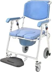 Foldable Commode Chair Bathroom Folding Chair Commode Shower Chair - Portable Elderly Mobile Shower Chair for Disabled Pregnant Women