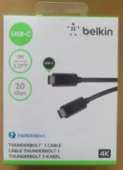 NEW Belkin Thunderbolt 3 4K USB-C To USB C Data Transfer Cable 1M 3.3ft 20GBps