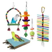 5-Pack Bird Toys Colorful Beaded Swinging Perch Scrub Platform for Parrot