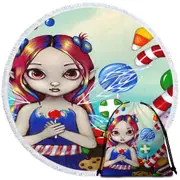 Kids Candy Loving Fairy with a Sweet Tooth Round Beach Towel