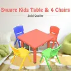 60x60cm Red Kids Children Playing Dining Study Desk Table 4 Chairs Mixed