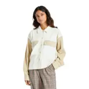 Brixton Bowery Artic Stretch Long Sleeve Flannel Shirt Womens in Dove Vanilla -