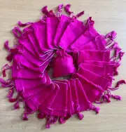 25 Pc Raw Silk Jewelry Pouch Bag tassle drawstring wedding party favor DARK PINK