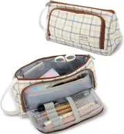 Large Pencil Case,Multi Compartment Pencil Case Paint Brushes, Correction Tape